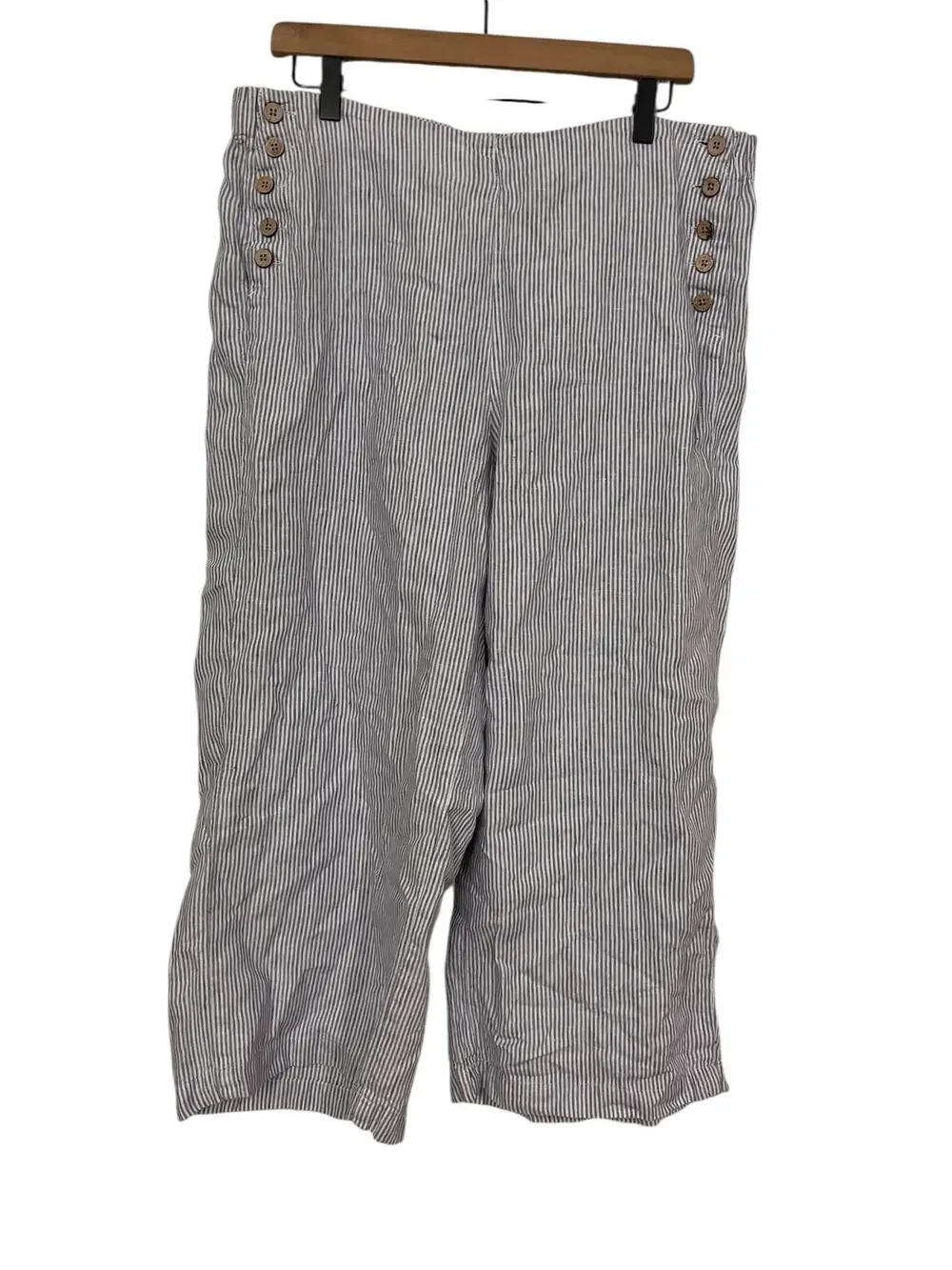 J Jill Love Linen 100% Linen Cropped Wide Leg Pull On Womens Size Large Petite